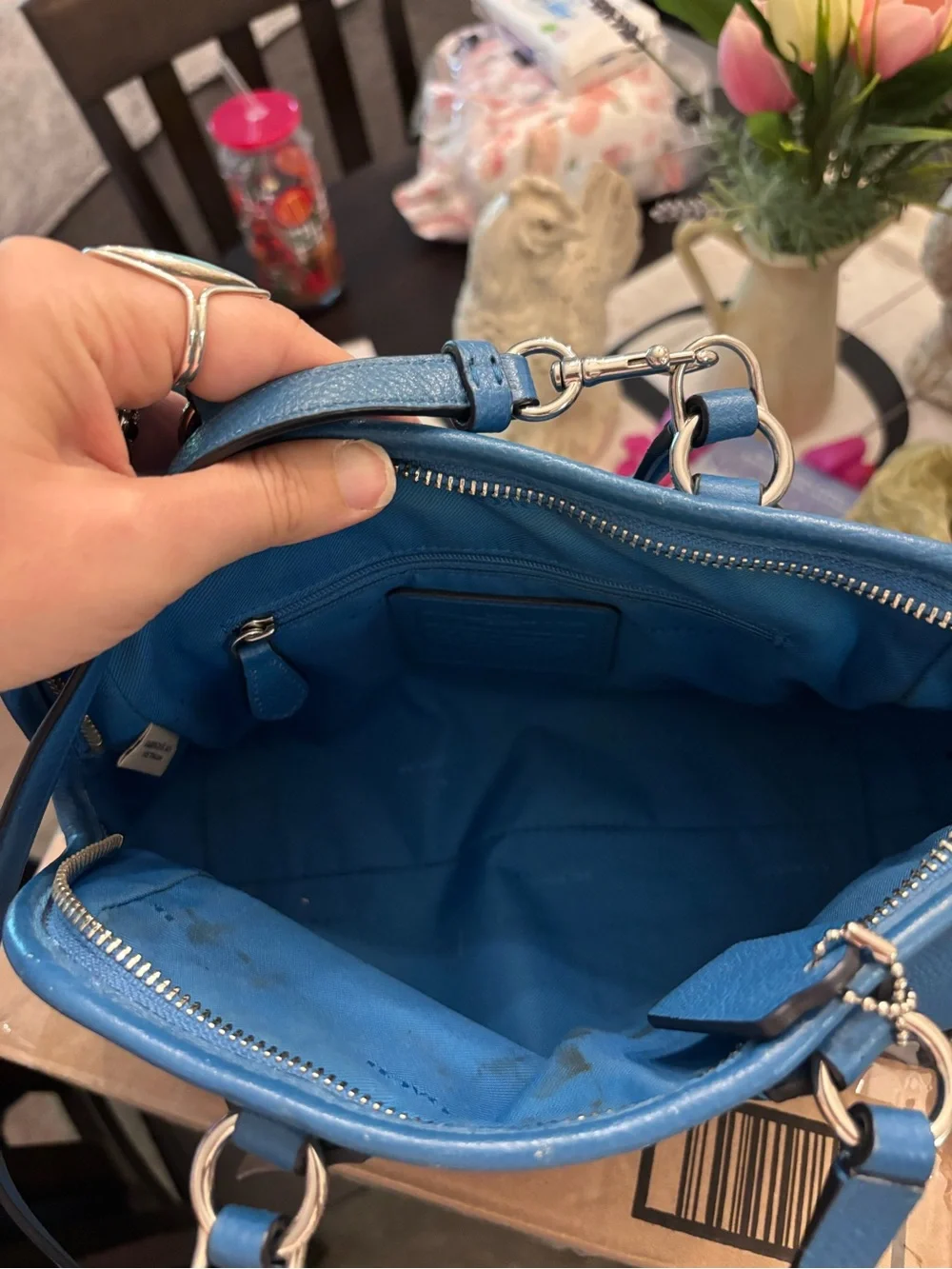 Coach Pebble Leather Satchel with silver Hardware